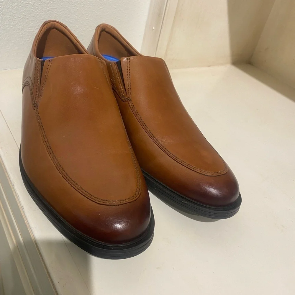 Clarks Men’s Whiddon Step Brown Leather Loafers Slip-On comfort New 10